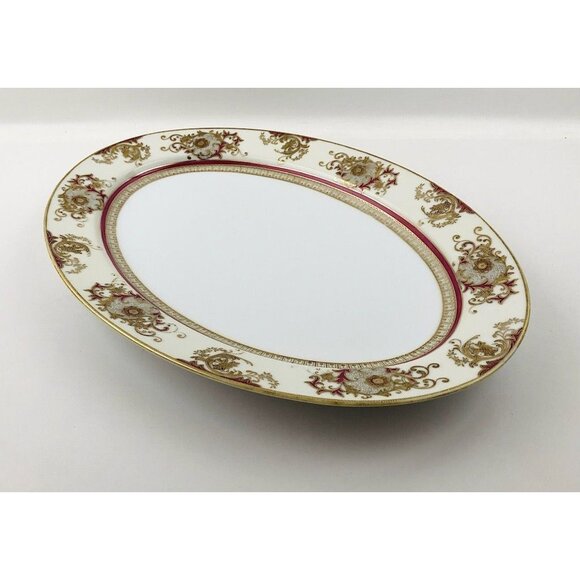 Meito China Hand Painted Oval Serving Platter Tray Vintage Japan Fine Porcelain - Picture 8 of 11